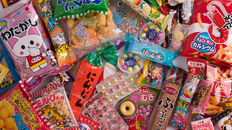 Assortment of Japanese snacks and candy