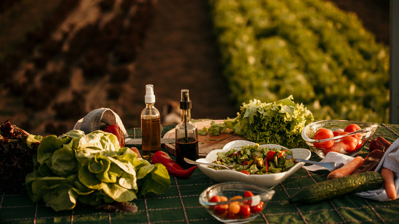 Ingredients from a local farm sitting on a table