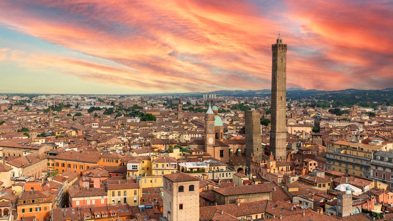 Bologna, Italy at sunset