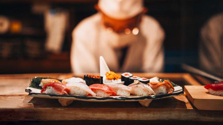 Sushi omakase served in Osaka, Japan