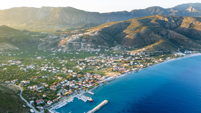 An aerial view of a bay