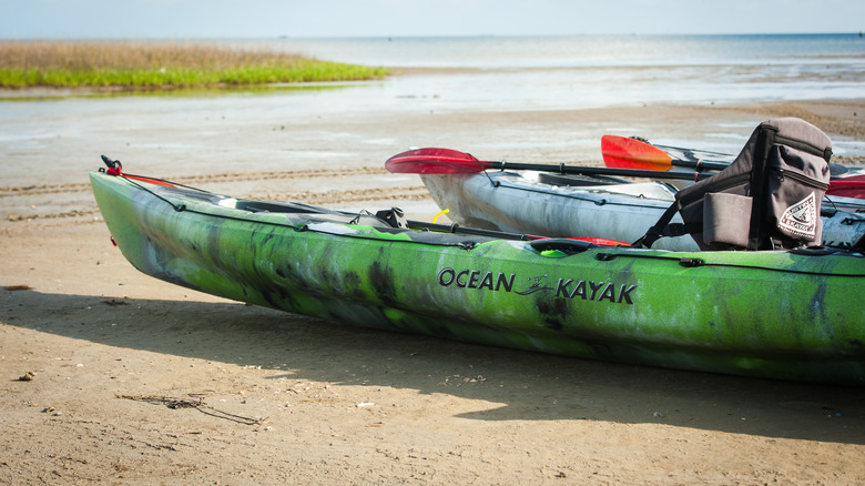 two kayaks on beach