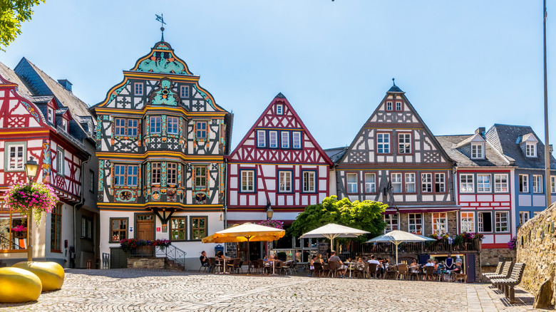 Idstein's iconic houses around the central plaza in Germany