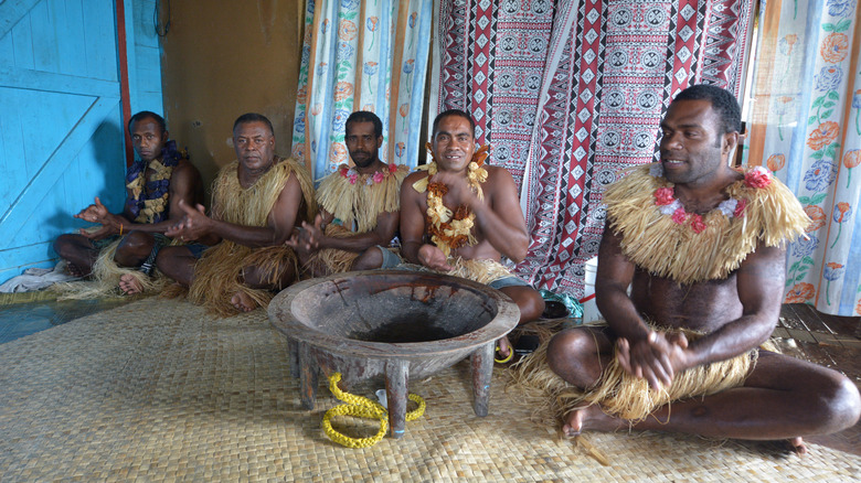 Participants in a kava ceremony