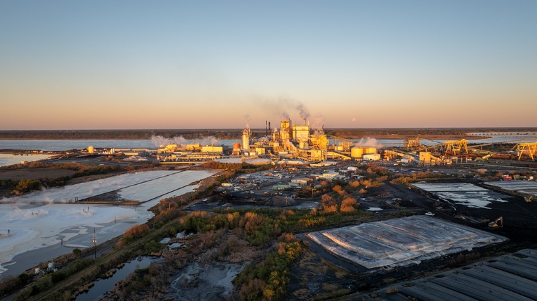 Paper and storage facility in Brunswick, Georgia, during the early morning