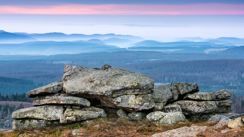 View from Mount Brocken in Germany's Harz Mountains at sunrise