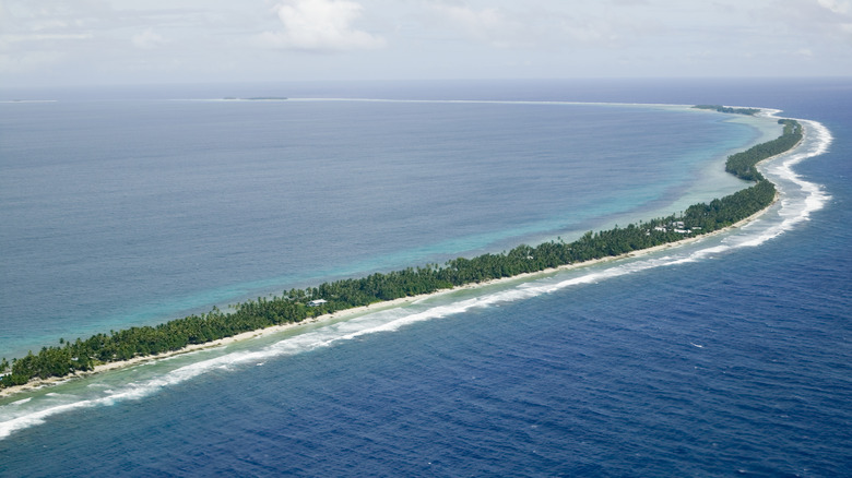 Tuvalu Atoll surrounded by ocean