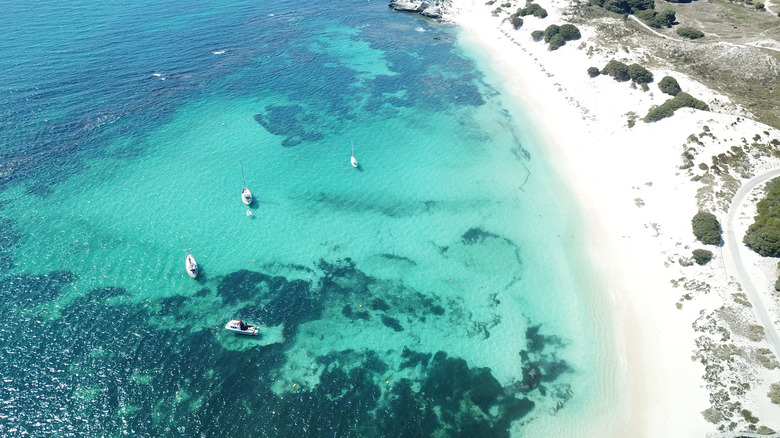 Ariel view of the beach at Rottnest Island, Perth, Australia