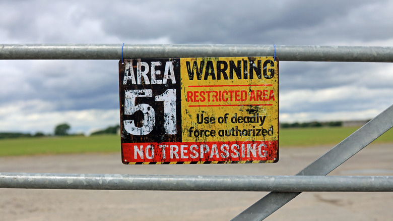 Area 51 sign on fence