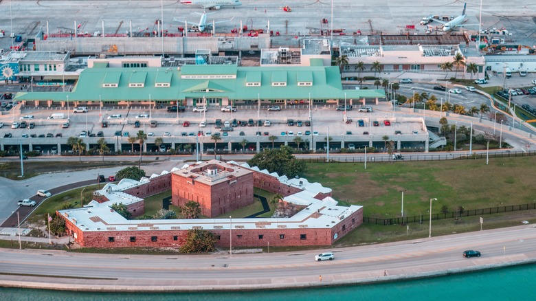 Aerial view of the Fort East Martello Museum in Key West, Florida