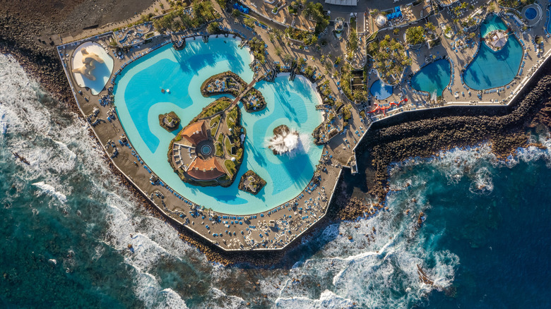 Lago Martiánez public saltwater pool in Puerto de la Cruz, Tenerife, Spain