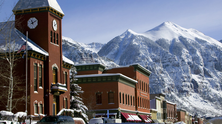 Town of Telluride with mountain view