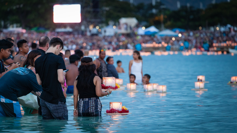 Floating lantern ceremony at Magic Island