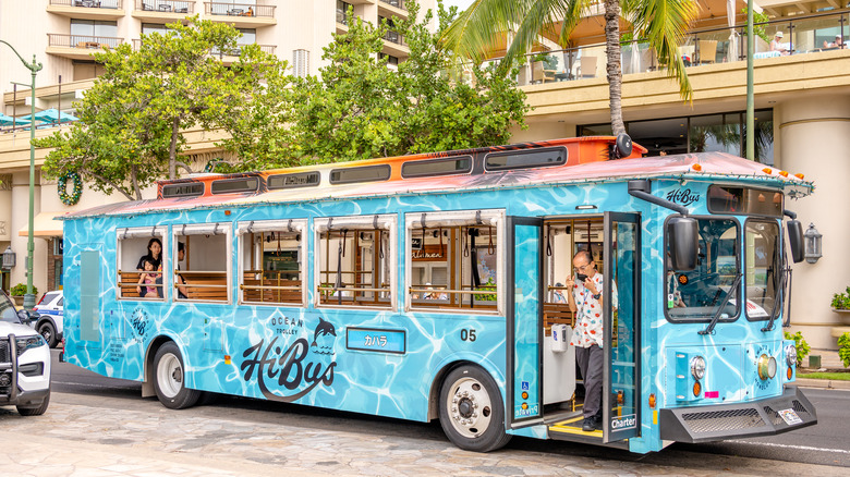 Bus parked in street