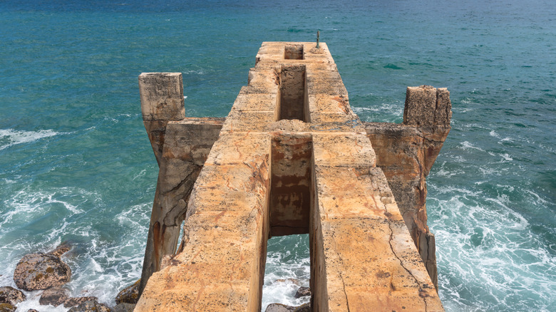 Concrete Pineapple Dump Pier structure in Kauai, Hawaii