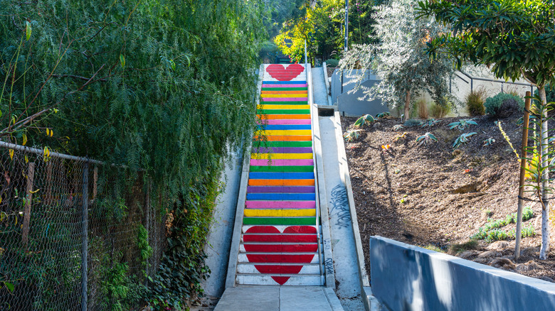 Silver Lake colorful hearts staircase