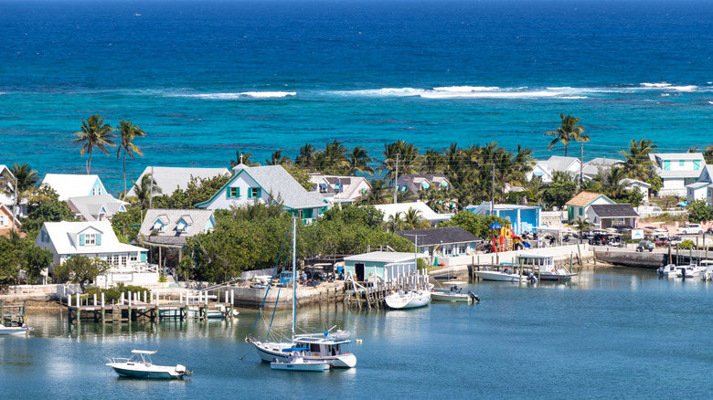 View of seaside town on Elbow Cay