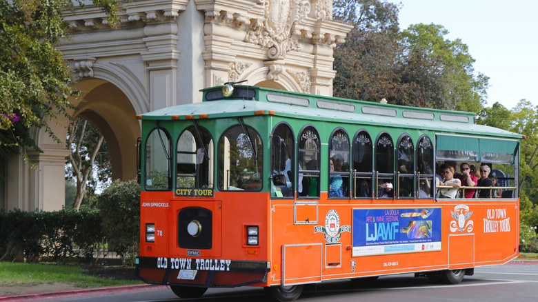 Old Town Trolley Tour of San Diego in front of Balboa Park