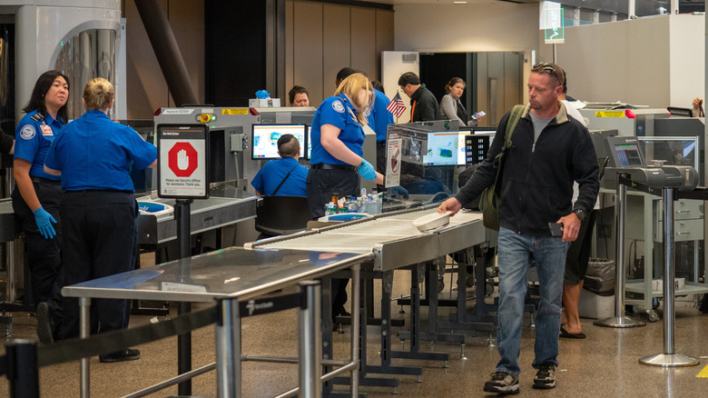 A man passing through TSA security