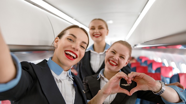 flight attendants laughing