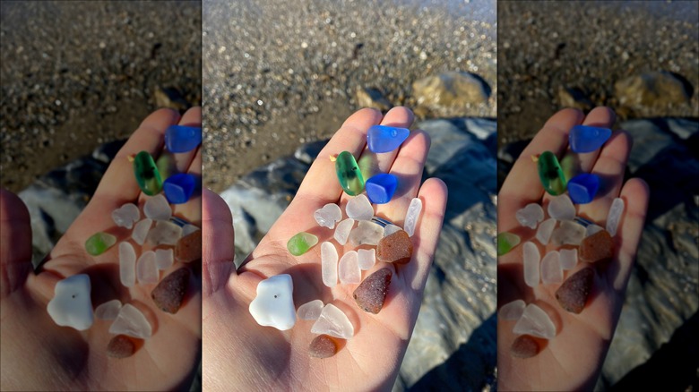 Handful of sea glass from Glass Beach in Fort Bragg, California