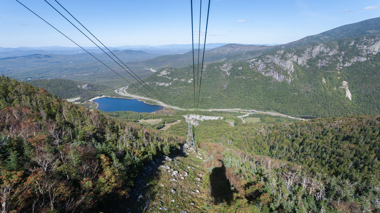 The view of Franconia Notch State Park from the tramway