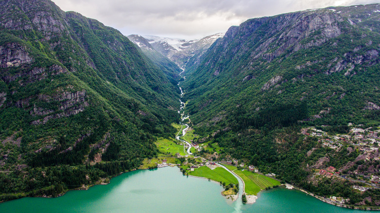 Odda, Norway aerial landscape