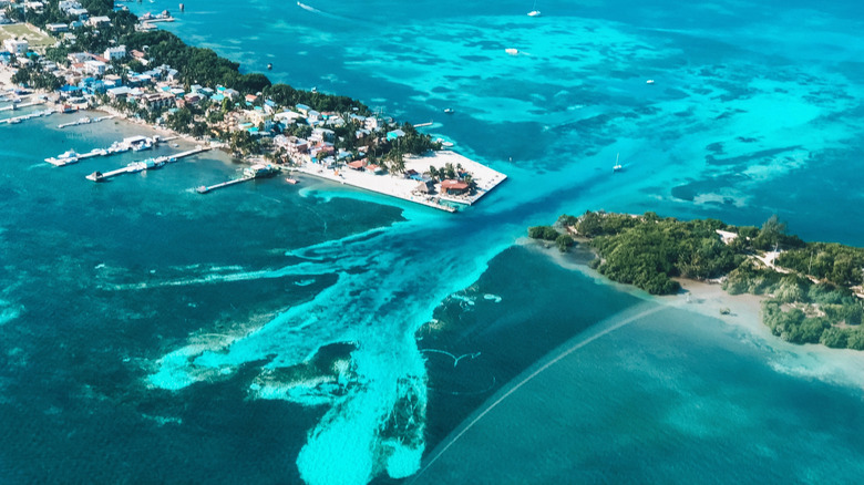 Aerial view of Caye Caulker in Belize