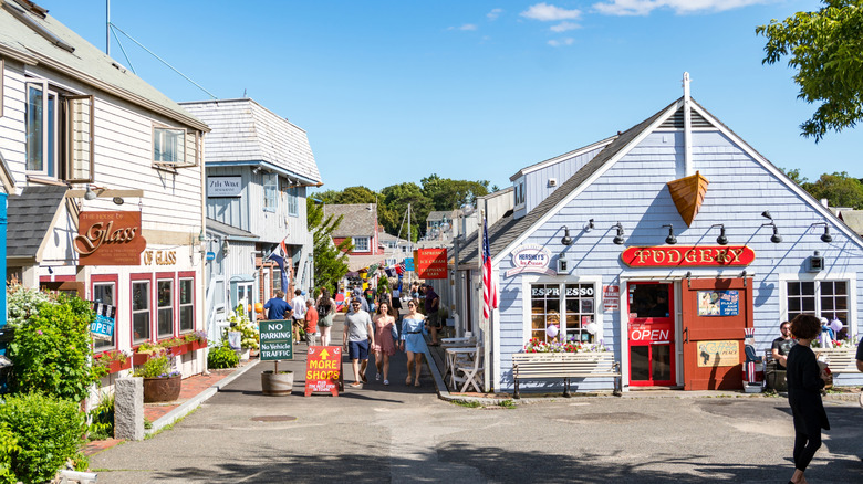 Street with quaint shops in Rockport