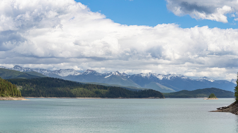 Flathead Lake with mountains