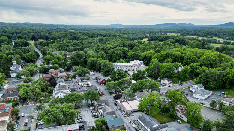 Aerial view of Market Street in Rhinebeck, NY