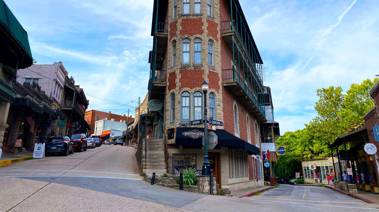 The intersection of Spring Street and Center Street in Eureka Springs