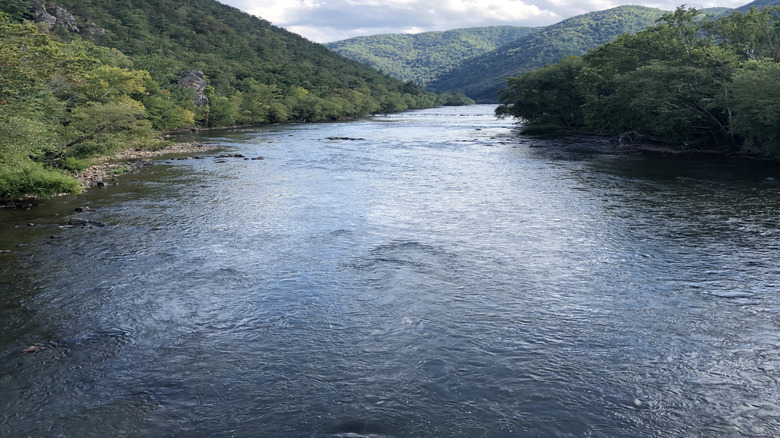 River valley landscape in Hot Springs, North Carolina