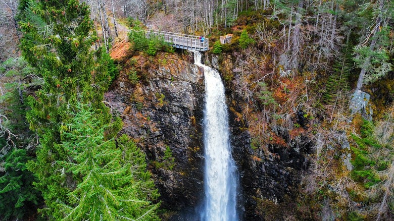 Viewing platform above Plodda Falls in the Scottish Highlands