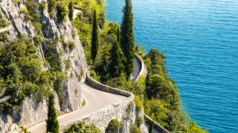 Strada della Forra, a major road leading to the hamlets of Tremosine sul Garda in Italy