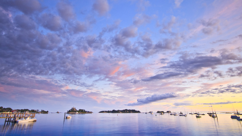 Sunset sky over the water in Stony Creek, Branford, Connecticut