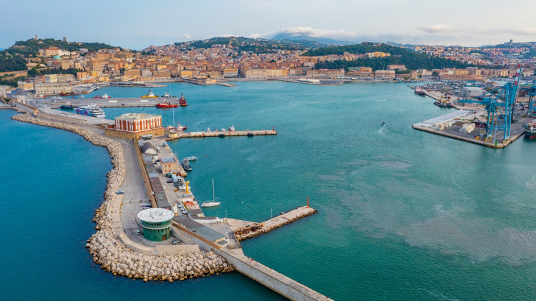 Aerial view of port of Ancona in Italy