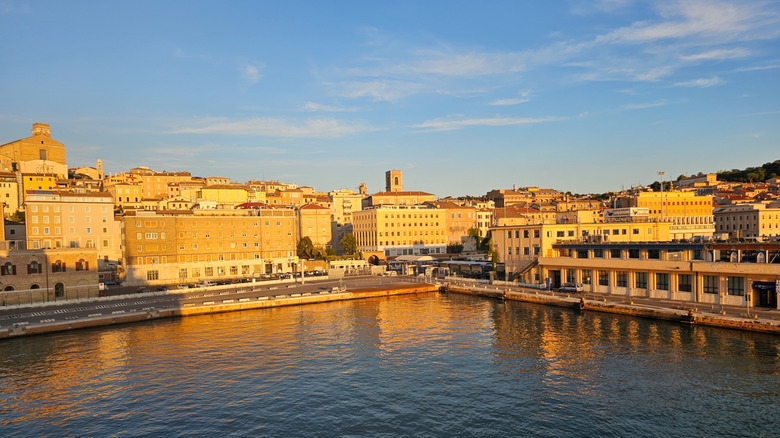 Golden hour over the Port of Ancona, Italy