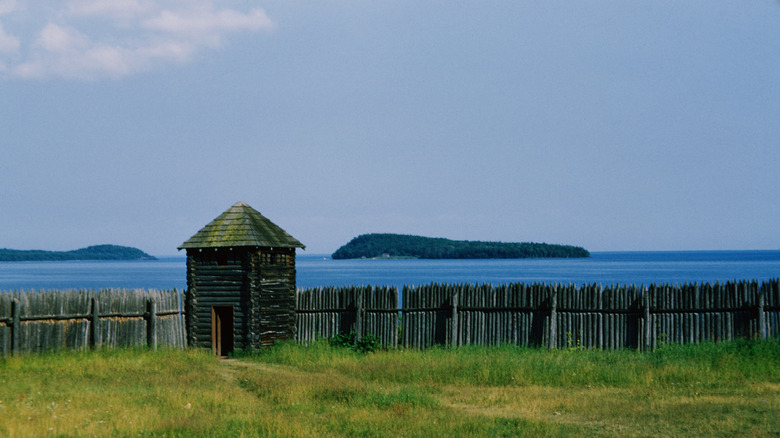 Lake Superior from Grand Portage with a wooden fence