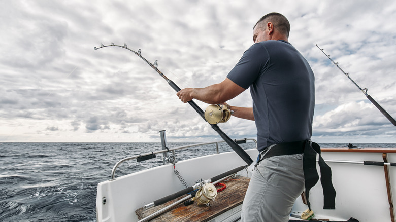 Sport fishing on a boat