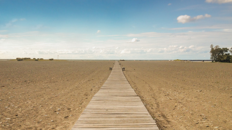 A walkway on the beach in Conneaut