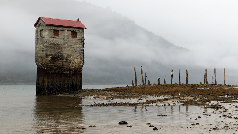 An abandoned building at Treadwell Ruins near Juneau, Alaska