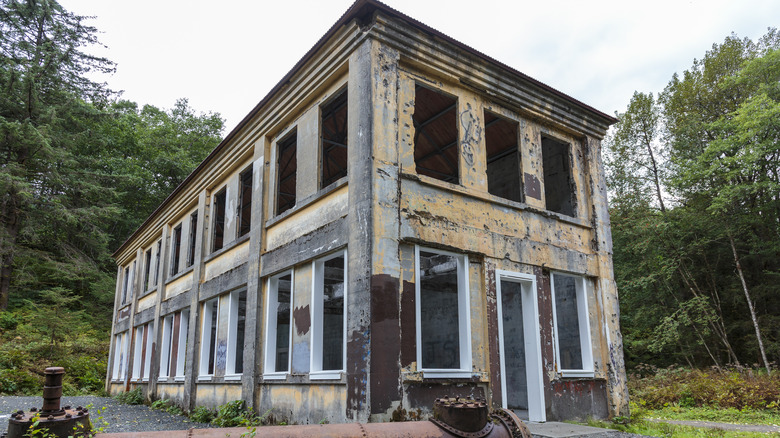 An old mining building at Treadwell Ruins near Juneau, Alaska