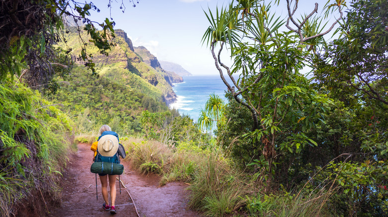 Hiker near Ke'e beach