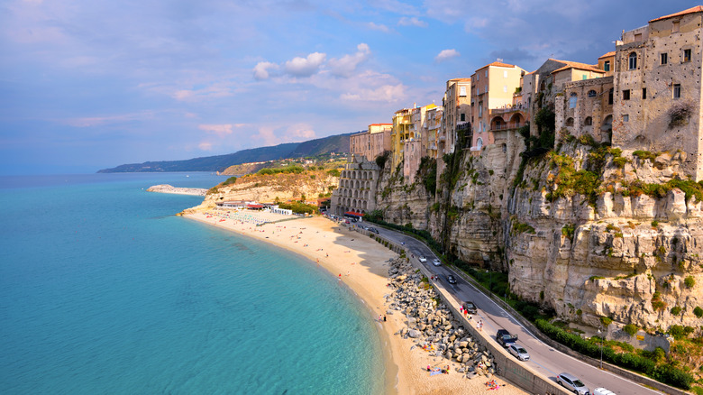 Tropea cliff houses and beach