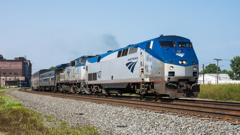 An Amtrak rail leaving Cleveland, Ohio