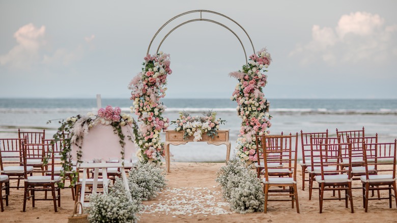 A wedding setup on the beach