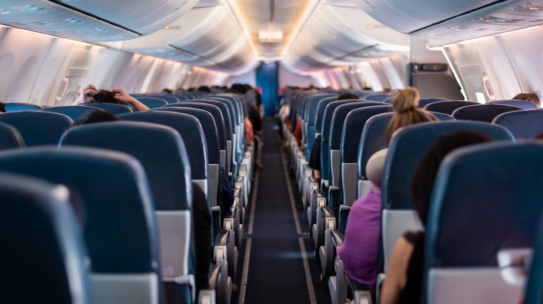 Boarding economy seats on plane