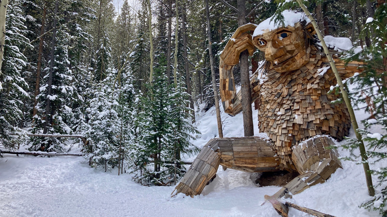 Wooden troll statue in Breckenridge, Colorado