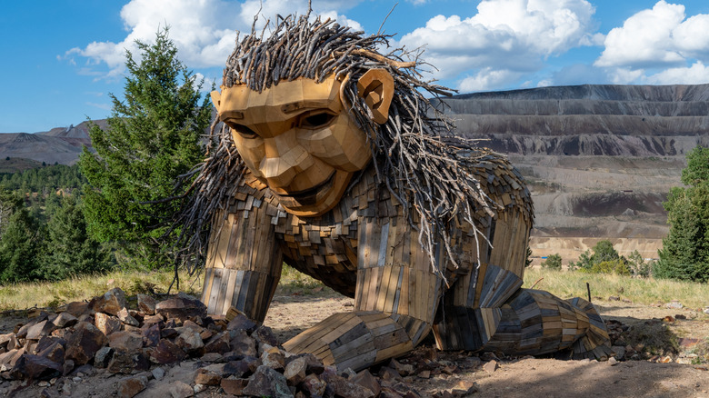 Rita the Rock Planter troll sculpture near Victor, Colorado